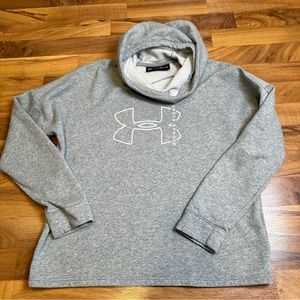 Under Armour Cowl Neck Hoodie Women’s Size‎ Medium Gray Chest Logo